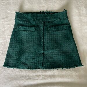 Zara Green Textured Mini Skirt